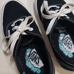 Vans Kids Black and White Canvas Sneakers